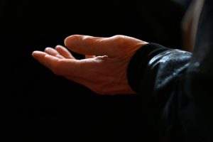 open hand at prayer